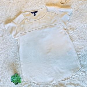 Banana Republic Ivory Flowy Flutter Short Sleeve Top XS
